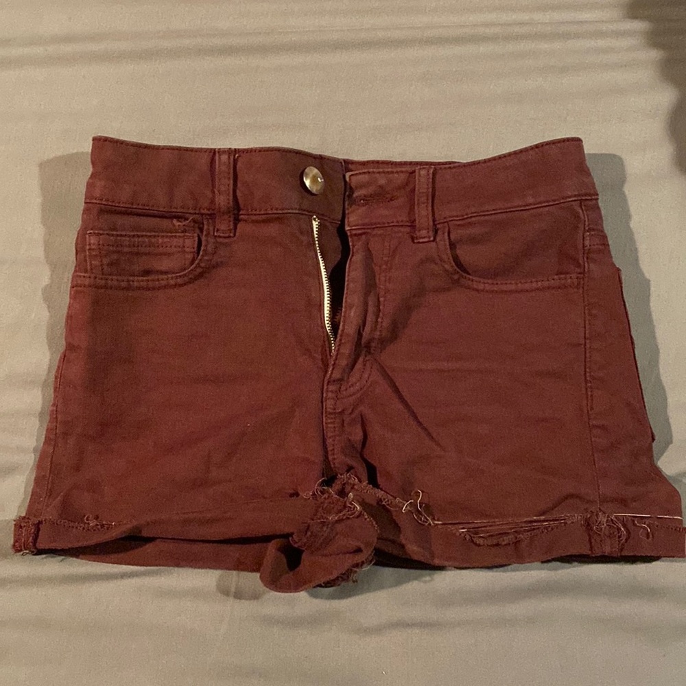 American Eagle maroon jean shorts